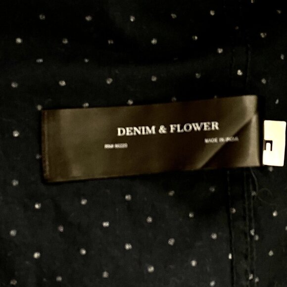 Denim & Flower Ricky Singh Mens size Large Button Front S/S Shirt Navy Polka Dot - Picture 7 of 10
